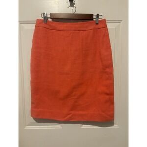 J Crew Pencil Skirt Orange Coral Lined Size 4 Business Work Corporate Cotton‎